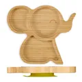 Relaxdays Baby Teller mit Saugnapf, Bambus, Elefant, rutschfest, BPA-frei, Beikost, unterteilter Kinderteller, natur