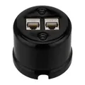 Aufputz Porzellan Retro Netzwerkdose CAT.7 CAT7 2-fach I Serie QR1 schwarz