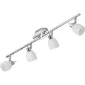 LED Deckenstrahler *ISLA* 4-flammig mit Glaslampenschirm in Chrom-Optik, Deckenspots inkl. 3.5 Watt G9 - Weiß