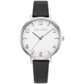 Julie Julsen Damenuhr Quarzuhr Basic silver black mit schwarzem Lederband