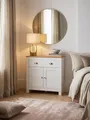 Sideboard mit 2 Schubladen 79x81x34,5 cm Kommode Weiß / Eiche Modern, Design Anrichte Hoch mit Türen, Schubladenkommode Wohnzimmer