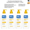 Mixa Niacinamide Bright Body Lotion Hypoallergen Körperlotion für Fahle Haut  x4
