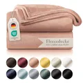 Blumtal Fleecedecke, 130 x 150 cm, puderrosa, Öko-TEX®, Decke für Sofa, Cocooning – Fleecedecke, dick, flauschig, weich und warm, hohe Qualität
