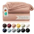 Fleecedecke, 130 x 150 cm, puderrosa, ÖkoTEX®, Decke für Sofa, Cocooning – Fl...