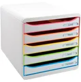 Exacompta Big Box Plus Black Office Weiß, 5 offene Schubladen A4/A4+/24x32, leise, Sicherheitsstopp, stapelbar 667167
