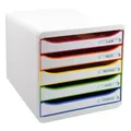 Exacompta 309913D Schubladenbox BIG-BOX PLUS weiß mit bunten Farblinien DIN A4 m