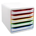 Exacompta Schubladenbox BIG-BOX PLUS  weiß mit bunten Farblinien 309913D,...
