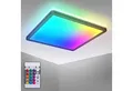 B.K.Licht LED Deckenleuchte BK_PL1551 RGBW Deckenlampe, LED Panel, Ultraflach, mit Farbwechsel, RGB, LED fest integriert, Neutralweiß, Dimmbar, mit Backlight, mit Fernbedienung, Schwarz