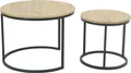 HELA Couchtisch LINDAU (Set, 2-St., 2er Set), 2er Set,Tischplatten rund,MDF,Eicheoptik,Metallgestell,Dia 60+40cm