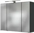 Spiegelschrank Kornel/Luna 80cm 3 Türen und LED-Beleuchtung - graphitgrau