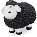 Relaxdays Gartenfigur Schaf Keramik Schwarz Wetterfest 33 cm x 24 cm x 44 cm 4,1 kg