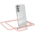 EAZY CASE - Smartphone Necklace - kompatibel mit Samsung Galaxy S22 5G, Tasche Kette Schultertasche Crossbody Bag, Handyhülle zum Umhängeband Kordel in komplett Alt Rosa mit Endstücken in Silber