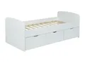 WEBER INDUSTRIES Vente-Unique-Bett mit 2 Schubladen & 1 Bettkasten - 90 x 190 cm - Weiß - LOUANE
