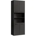 Mokebo Bad, Schwarz, Holzwerkstoff, 2 Fächer, 65x180x34 cm, Badezimmer, Badezimmerschränke, Hochschränke