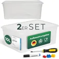 Novaliv 2x Aufbewahrungsbox durchsichtig mit Deckel 10L Nestbar stapelbare Plastikbox mit Clipverschluss Kunststoffbox Transparent BPA-frei 37x26x14 cm
