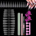 120 Stücke Dual Nail Forms Set, Schablonen Nagelverlängerung Nagelformen mit Rosa Dual-Ended Nagel Pinsel, Nagelspitzen Clip, Schwamm Fingertrenner und Nagelfeile für Polygel Nägel Werkzeuge
