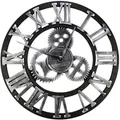 Große Wanduhr im Vintage-Stil,schwarz Wanduhr rund, Metall Geräuschlos Nicht ...