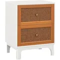 Costway Nachttisch Rattan Nachtschrank mit 2 Schubladen