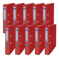 Donau Master Ordner Schmal 10er Pack FSC/DIN A4 / 5 cm / 10 Stück/Rot/Kunststoffbezug PP/Carton Papier Schlitzordner Büroordner Aktenordner Ringordner/Grünen Punkt