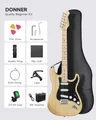 Donner DST-80 E-Gitarre Natur | Massiver Korpus | Holzmaserung | SSS Pickup