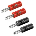 2x Bananenstecker Set Rot+Schwarz 4mm Bananen Stecker Banana Lautsprecherkabel