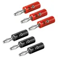 3x Bananenstecker Set Rot+Schwarz 4mm Bananen Stecker Banana Lautsprecherkabel