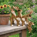 Süße Hasen Polonaise, Kantenhocker für außen - Garten Terrasse Deko Figuren groß