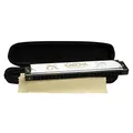CASCHA Tremolo-Mundharmonika, 24 Löcher, C-Dur, inklusive Soft-Case und Pflegetuch, Diatonic Tremolo Harmonica, Silber, HH 2168