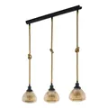 EGLO Pendellampe Rampside, 3 flammige Vintage Pendelleuchte im Industrial Design, Hängelampe aus Stahl, Farbe: Schwarz, braun, Glas: Amber, bedampft, Fassung: E27
