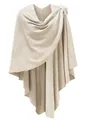 Damen Poncho Schal mit Kaschmir Strick Cape Cardigan für Frauen , 1beige, Gr....