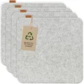 Miqio Design Filz Sitzkissen eckig mit Antirutschnoppen | 35cm | 4er-Set | Indoor und Outdoor | Nachhaltig aus recycelten PET Flaschen | Waschbare Stuhlkissen rutschfest | Hellgrau