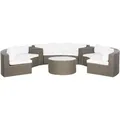 BELIANI Gartenmöbel Set Braun Rattan u. Aluminium Halbrund Modern 9-Sitzer Sofa mit Couchtisch Kissen Cremeweiß Terrasse Outdoor Lounge Set 6-Teilig - Braun/Weiß