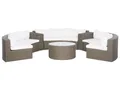 9-Sitzer Lounge Set Rattan braun rund mit Auflagen weiß Couchtisch Severo