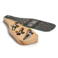 Zeller 25583 Wein-Set, 4-TLG, Gummibaum/Glas/Edelstahl, Schwarz, ca. 10 x 27, 8 x 3 cm, 25583