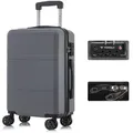 Premium Reisekoffer TSA-Schloss,YKK-Reißverschluss Hartschalen-Koffer Trolley Kabinenkoffer Rollkoffer Suitcase Handgepäck 4 Rollen (Grau, L) - Grau
