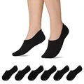 Snocks Füßlinge für Damen und Herren aus Bio-Baumwolle 6 Paar - Rutschfeste und unsichtbare Sneakersocken - Kurze Socken Gr. 35-38 - Farbe Schwarz