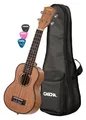 Geniales Sopran Ukulele Einsteiger Set für Linkshänder mit Tasche & 3 Plektren
