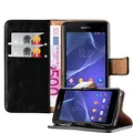 Cadorabo Hülle kompatibel mit Sony Xperia Z1 COMPACT aus Kunst Leder Flip Klappbare Stoßfeste Magnetische [Standfunktion] [Kartenfächern] Cover Hülle für Sony Xperia Z1 COMPACT Tasche in Schwarz