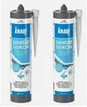 Knauf 2er-Pack Silikon-Dichtstoff für Bad und Dusche ​​wasserfest 2x 300 ml weiß