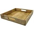 Meinposten Dekotablett Tablett Mangoholz Dekotablett Serviertablett braun natur Holztablett (1 St), massives Mangoholz braun 27 cm x 5.5 cm x 27 cm