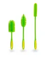 Kochblume Silikonbürsten 3er Set mit Wechselköpfen | Flaschenbürste, Spülbürste, Antibakteriell, Keimfrei (Limette)