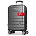 NOWI Bergamo Reisekoffer - Wasserabweisend, 8 Rollen 360° Drehbar, Teleskopgestänge, Voll gefütterter Innenraum (anthrazit, M)