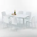 Weiß Rechteckig Tisch und 6 Stühle Farbiges Polypropylen-Außenmastenset Grand Soleil Boheme Summerlife - Weiß
