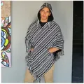 virblatt Poncho Poncho Herren, Baumwolle, Poncho Winter Mexiko Herren Poncho zum Wenden schwarz XXL