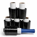 Freiziel® 6x Mini Rollen 10 cm Stretchfolie 23 my + Abroller (schwarz)