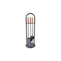 Kamino-Flam Kaminbesteck 3-teilig - Kamin-Zubehör mit Besen / Schaufel / Schürhaken / Ständer - Kamingarnitur in Schwarz - Kamin-Werkzeuge aus Guss-Eisen - Kaminzubehör mit Standfuß für Holzofen