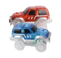 Cleverclixx Cleverclixx 2er Set Race Track Car Blau & Rot - Rennbahnauto Magnetspielbausteine, Lichteffekt Scheinwerfer, robuste Bauweise, kompatible Rennstrecken
