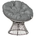Outsunny Papasansessel Korbsessel Sessel mit Polster 360 Grad Rattan Grau B87 x T97 x H86 cm