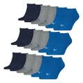 PUMA 9 Paar Unisex Herren Damen Sportsocken Kurzsocken Sneaker Socken, Farbe:Mehrfarbig, Größe:35-38, Artikel:-277 blue/grey melange