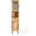 Carla&Marge Riffelution Bad-Hochschrank Mangoholz/Eisen Honig/Schwarz - Schwarz